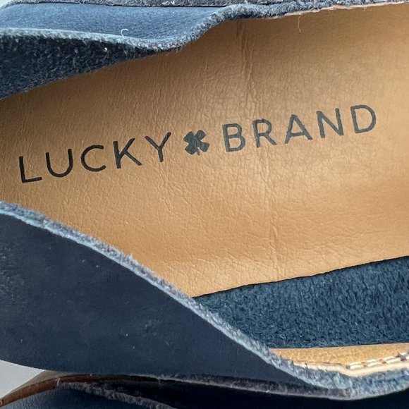 Lucky Brand Cahill Leather Loafer Flats Slip On Mule Sandals Fold Down Back Heel - Picture 11 of 15